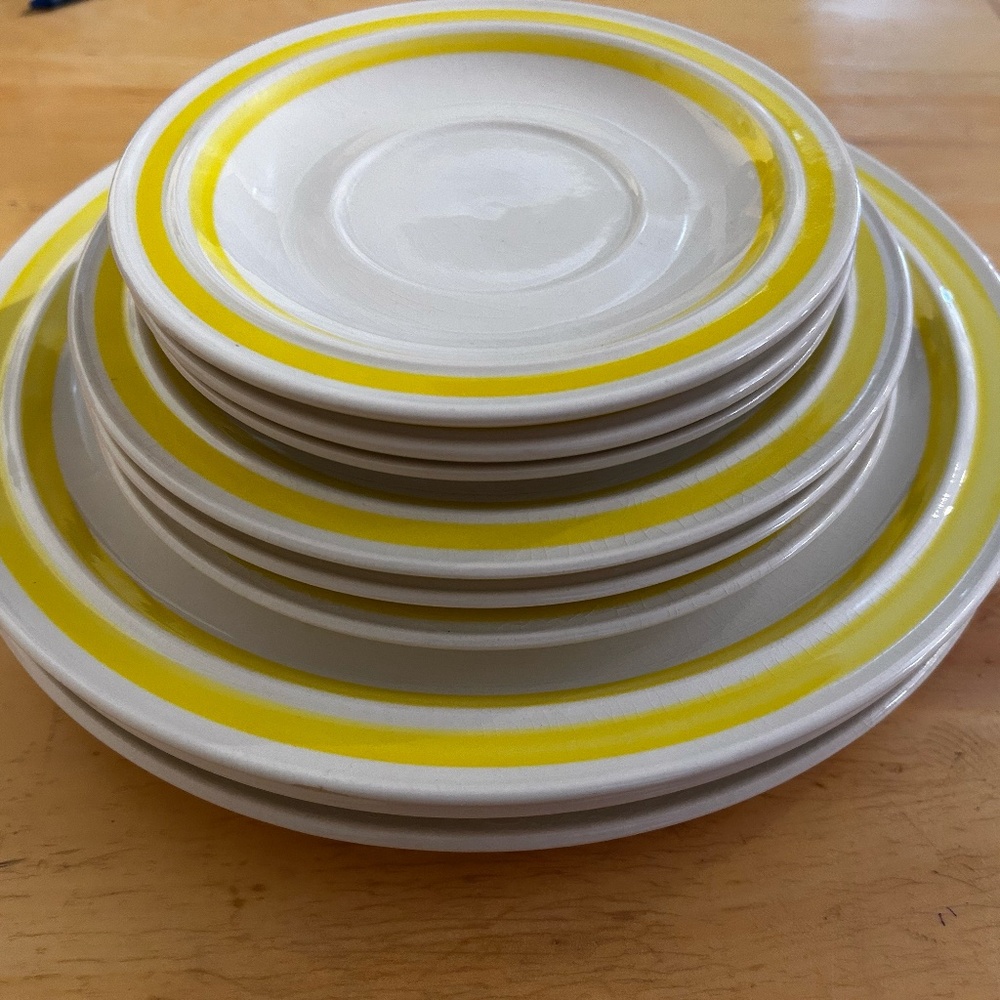 Set of 9 Vintage - 1546 Yellow Hand Painted Lunastone - Korea
